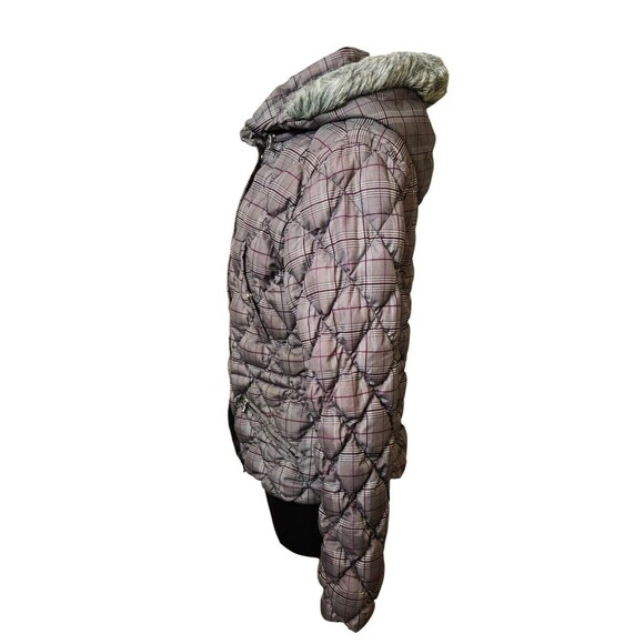 Guess Junior Women's Down Puffer Quilted Jacket Plaid Winter Coat Jacket Size M - Picture 5 of 8